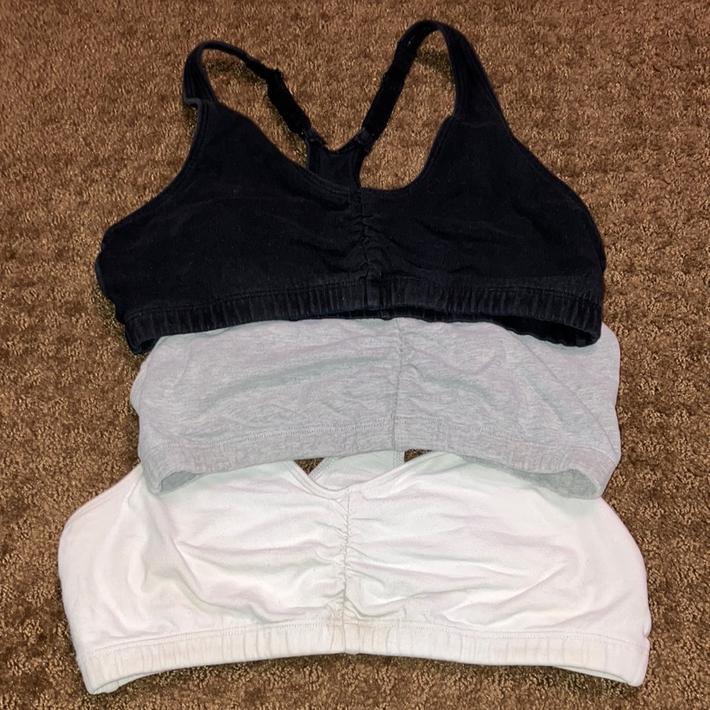 Bras 1-gray, 1-black, 1-white Small, stretchy, adjustable straps bundle of 3 EUC